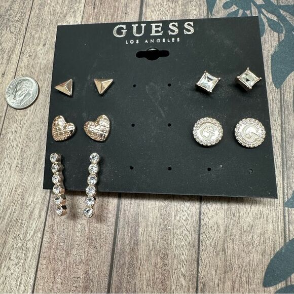 Guess Rose Gold Stud Earring New On Card 5 Pair B1 - Picture 1 of 2
